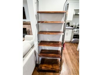 Metal And Wood Leaning Bar - Wall Shelf - 6 Shelves