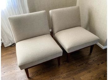 Pair Of Room And Board Edwin Lounge Chairs - Grey Fabric And Dark Wood Frame