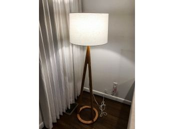 Standing Lamp With Wood Base With White Shade