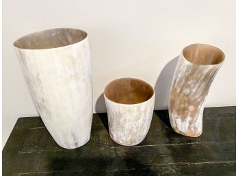 Set Of 3 Restoration Hardware African Horn Vases
