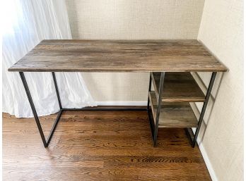 Restoration Hardware Reclaimed Wood And Metal Desk With 2 Shelves