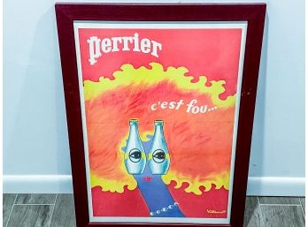 Villemot Perrier C'est Fou Poster In Cherry Wood Frame
