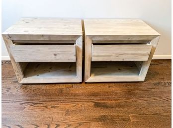 Pair Of Restoration Hardware Callum Bedside Tables In Weathered White