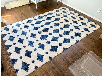 Anthropologie Moroccan Tile Blue And White Rug