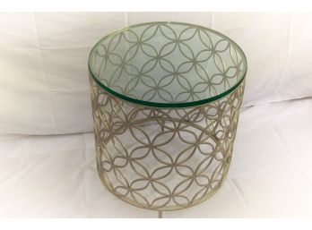 Round Glass & Metal Side Table