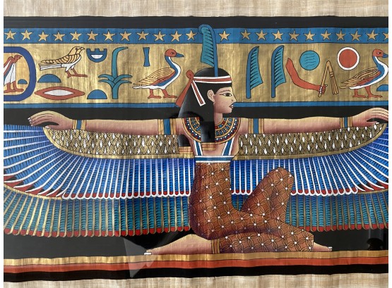 Large Painted Egyptian Cloth Framed - Signed Gamal