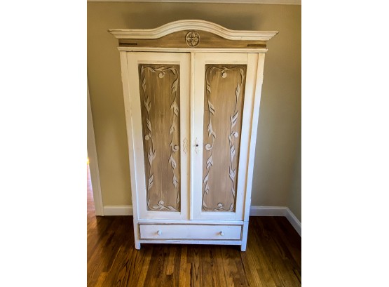 Painted Armoire With 2 Doors, Shelves And 1 Drawer