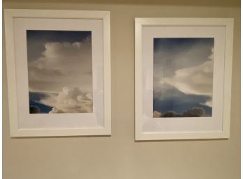 Pair Of Cloud Photos Framed In White