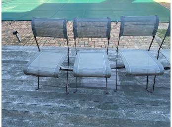 Set Of 6 Mesh Folding Chairs - Used On Patio