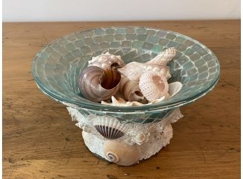 Decorative Mosaic Shell Bowl With Shells