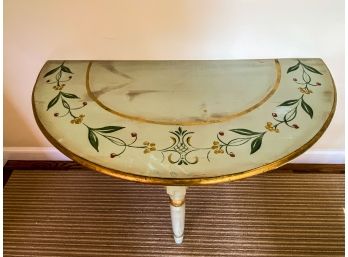 Painted Demi Lune Table  - Teal, Gold And Green