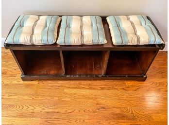 Wood Storage Bench With 3 Pottery Barn Pillows