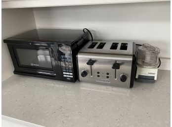 Lot Of Small Appliances - Microwave, Toaster And Mini Prep