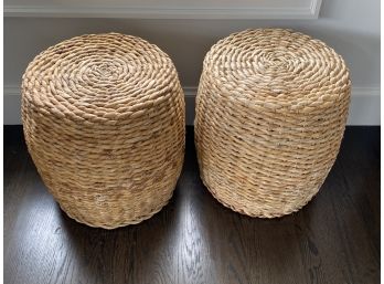 Pair Of Woven Rattan Side Tables