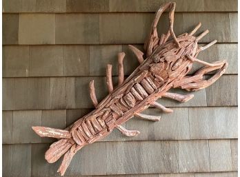 Red Woven Wood Lobster For Wall