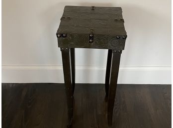 Wood Square Side Table With Metal Detail By Uttermost