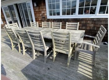 Set Of Hildreths Teak Dining Table And 10 Chairs