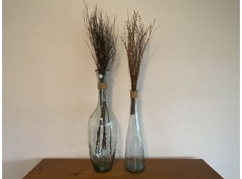Pair Of Tall Clear Glass Vases