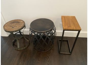 Lot Of 3 Side Tables  - Wood And Metal