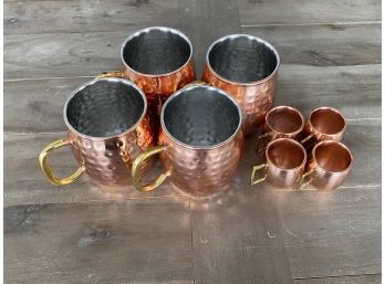 Lot Of Copper Mule Mugs And Copper Shot Glasses