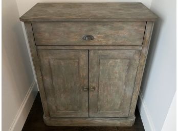 Pottery Barn Rustic Painted Grey Chest - 1 Drawer, 2 Doors