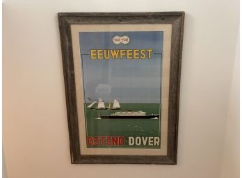 Belgian Travel Poster - EEUW FEEST Ostend Dover (Guy DePiere) - Rustic Wood Frame With Sand Mat