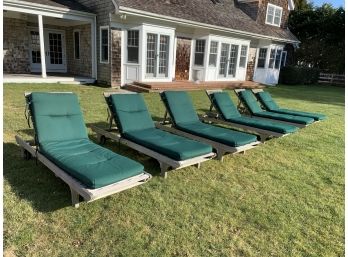 Collection Of Six Teak Chaise Lounges