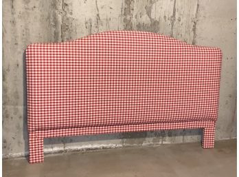 Red And White Check Fabric King Headboard