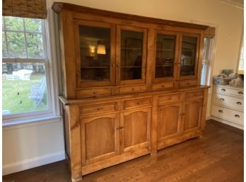 Large Antique Pine Breakfront - 8 Drawers And 8 Doors