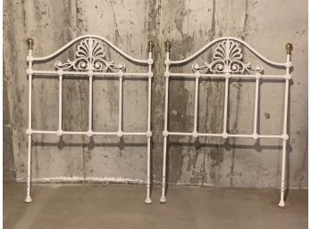 Pair Of White Painted Wrought Iron Headboards