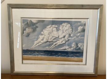 Framed Signed Numbered Print Clouds Kissing With 2 Ships