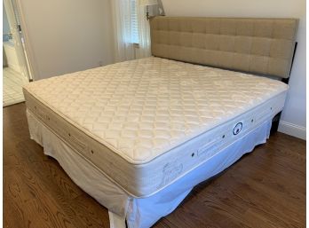 King Bed With Modern Tan Headboard With Stearns And Foster Mattress