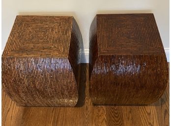 Pair Of Enamel Lacquer Side Tables