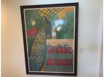 Vintage Original Framed French Poster Of Cognac Jacquet By Camille Bouchet