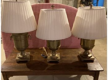 Collection Of 3 Ralph By Ralph Lauren Adjustable Height Brass Urn Table Lamps