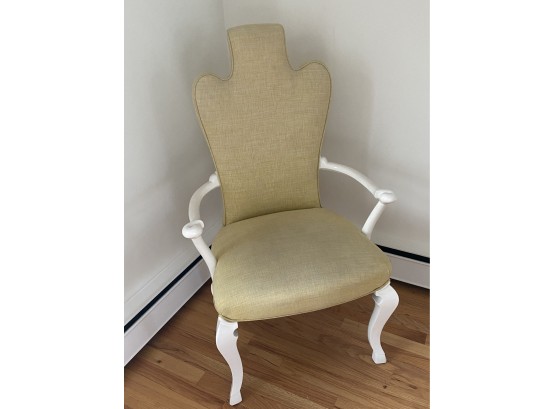 Vintage Arm Chair With Mustard Fabric With White Painted Wood