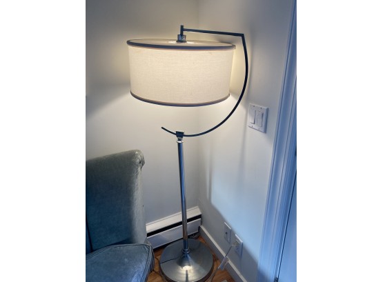 Modern Chrome Standing Lamp With White Shade