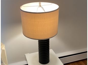 Modern Black Ceramic Lamp With Cream Linen Shade