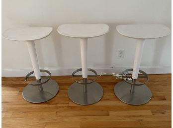 Set Of 3 Barstools Painted White - Arper Babar Adjustable - ABC Home