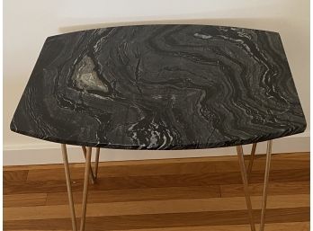 Black Marble Top Side Table With Hairpin Legs
