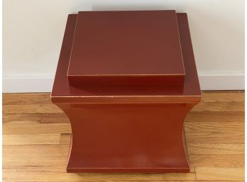 Painted Red Square Side Table With Lid