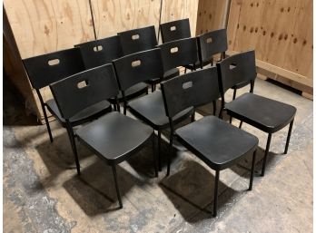 Set Of 10 Ikea Herman Chairs - Black Stackable