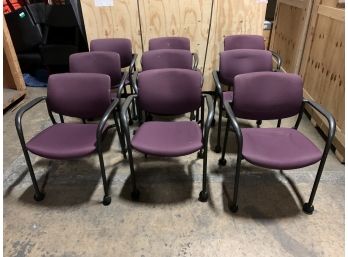 Lot Of 9 Sitonit Maroon And Black Armchairs