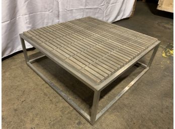 Gloster Aluminum And Teak Square Grey Coffee Table