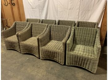 Set Of 8 Outdoor Wicker Armchairs