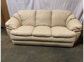 Savory Cream Leather 3 Cushion Couch - Very Comfortable (Natuzzi Style)