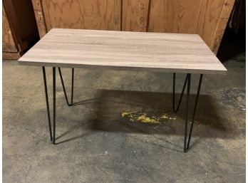 Laminate Side Table With Black Metal Hairpin Legs