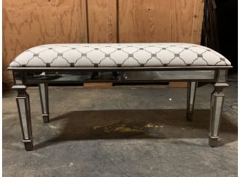 Safavieh Tan And Grey Fabric Bench With Mirrored Wood Legs