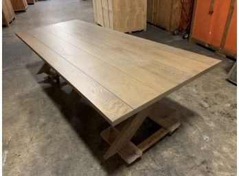 Custom Pickled Wood Dining Table With X Legs