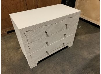 Custom Painted Seagrass White Dresser With 3 Drawers And Metal Pulls